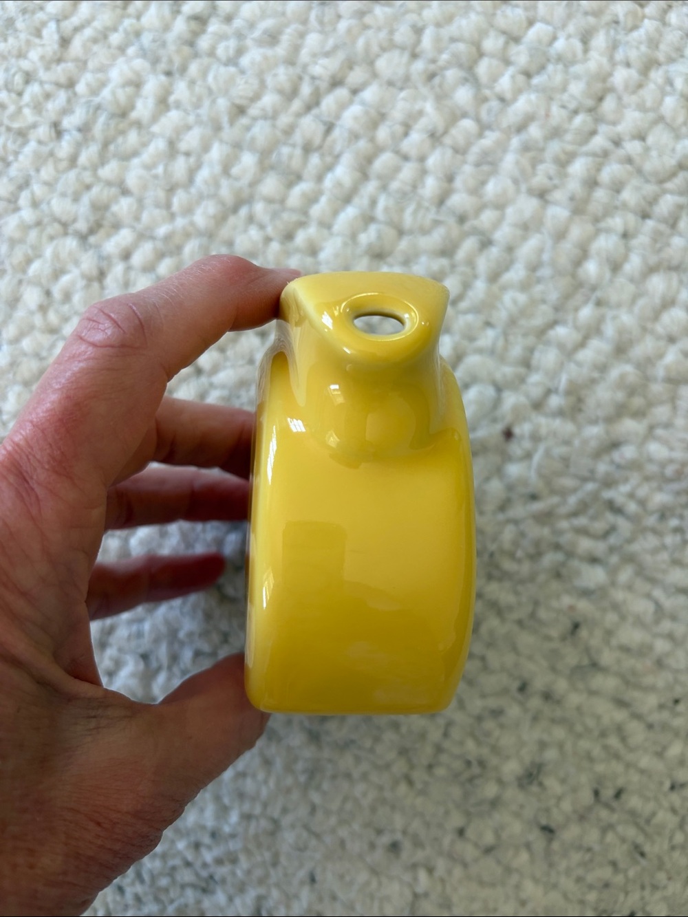 Fiestaware Yellow Scarecrow Creamer with Red Cheeks and Orange Nose - Picture 5 of 6